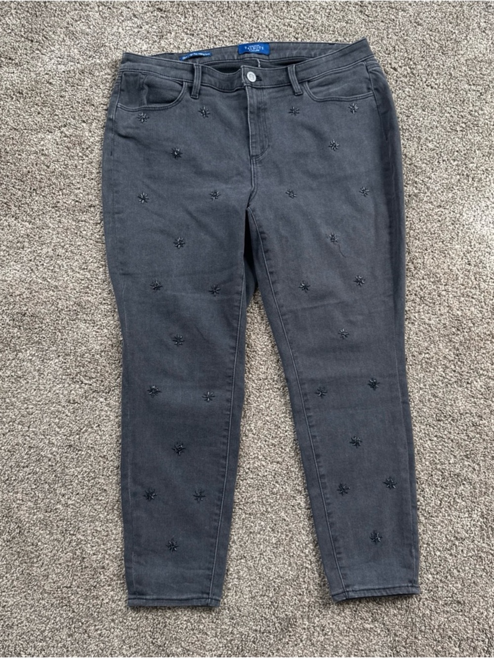 Talbots Embellished Black Women's Size 16 WP High Rise Jegging Ankle Jeans EUC